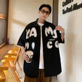 BONSIR  -  Summer Fashion Letter Print Men Shirts Casual Short Sleeve Trend Oversized Korean Streetwear Shirts Retro Loose Y2k T Shirt