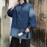 BONSIR  -  Denim Jacket Men's Distressed Shirts Men's Tang Suits Washed Denim Jackets Men's Denim Jackets Men's Casual Wear Men Mens Jacket