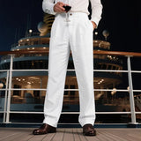 BONSIR  -  New American Style Business Men Suit Pants Light Luxury Leisure Linen Straight Pants Urban Fashion High Quality Loose Trousers