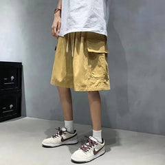 Bonsir Mens Cargo Shorts Summer Army Green Cotton Shorts Men Loose Multi-Pocket Shorts Casual Trousers Men Clothing Y2k