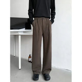 BONSIR  -  Brown Black Suit Pants Men Fashion Society Mens Dress Pants Korean Loose Straight Casual Pants Mens Office Formal Trousers M-2XL
