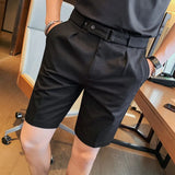 Bonsir 4 Color Summer British Style Suit Shorts Men Naples Business Casual Slim Fit Short Pant Fashion Slim Fit Solid Color Pants
