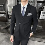 Bonsir Men Suits Double Breasted Latest Design Groom Wedding Stage Tuxedos Best Costume Homme Slim Fit Business Social 3 Pieces