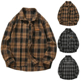 BONSIR  -  Men'S Casual Versatile Checkered Shirt Men'S Casual Loose Plaid Shirt Button Shirt Simple Fashion Everyday Chemises Hommes