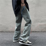 Bonsir Street high Street pants ins trendy embroidered worn-out hole denim jeans men men's beggar floor mop pants streetwear New