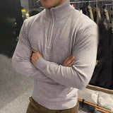 Bonsir Mens Sweater Classic Plain Casual Knitted Sweater Spring Warm Valentines Daily Half Zip Long Sleeve Top Men'S Clothing