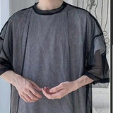 BONSIR  -  Korean Style Round Neck Gauze Breathable Clothes Man Summer Fashion Loose Sheer Thin Style Men's Wear