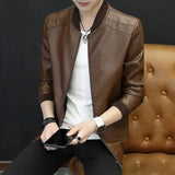 Bonsir Slim Fit Leather Jacket for Men Thin Casual Man Suits and Blazers New in Spring Clothes Menswear Gentleman Fashionable Coats Hot