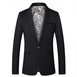 BONSIR  -  Fashion Business Casual Men Blazers Jacket Autumn Spring Slim Fit Single-breasted Suit Coat Plus Size Wedding Prom Street Wear