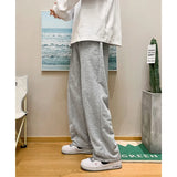 BONSIR  -  Autumn New Men's Baggy Sweatpants Korean Fashion Streetwear Straight Wide Pants Casual Harajuku Solid Color Male Trousers
