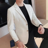 Bonsir High Quality Solid Single Button Casual Blazer Men's Korean Simple Business Elegant Fashion Party Slim Fit Suit Jacket 4XL