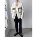 BONSIR  -  Men Casual Loose Retro Shirt Color Block Long Sleeve Patchwork Design Trendy Coat