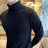 Bonsir Korean Turtleneck Sweater High Quality Autumn Winter Solid Color Long Sleeve Warm Knit Sweater Luxury Men Elastic Knit Pull