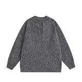 BONSIR  -  Korean version solid color v-neck sweater men's winter gray high-end loose casual lazy versatile knitted top