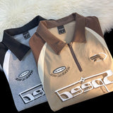 BONSIR  -  Retro American  irt ort Sve Turn-down Collar ex Cotton T-irt for Couples Large Size up to 300 Pou