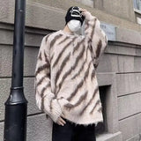 BONSIR  -  Hong Kong style lazy striped contrasting sweater for men in autumn and winter fashion brand versatile casual loose jacket