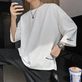 BONSIR  -  Summer Short Sleeved T-shirt Men Oversized Black White Casual T Shirt Men Streetwear Hip-hop Loose Ice Silk T Shirt Mens Top