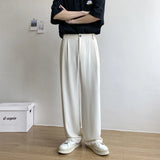 BONSIR  -  Black White Suit Pants Men Fashion Social Mens Dress Pants Korean Loose Straight Casual Pants Mens Office Formal Trousers M-2XL