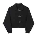 Bonsir Mens Jacket Metal Button Zipper Jacket Autumn Streetwear Motorcycle Trend Personality Versatile Short Top Men'S Clothing 2024