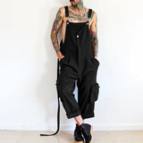 BONSIR  -  Men Jumpsuits Solid Color Sleeveless Pockets Straps Rompers Oversize Streetwear Summer 2025 Casual Male Overalls S-5XL