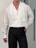 BONSIR  -  Spring Summer Long Sleeve Casual Shirt Mens Vintage Button-up Turn-down Collar Shirts Fashionable Solid Color Men Cardigans