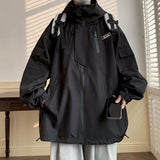 Bonsir Spring  Mens Pockets Jackets  Hip Hop Harajuku Streetwear Fashion Hooded Loose Coats Outwear Plus Size M-8XL