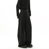 BONSIR  -  Grey Black Suit Pants Men Oversized Society Mens Dress Pants Korean Casual Loose Wide Leg Pants Mens Office Formal Trousers