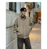 BONSIR  -  The Plaid-Trim Bomber | Men's Plus-Size Maillard Shacket for Urban Layering M-5XL High-quality Men's Spring and Autumn Jacket