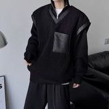 BONSIR  -  Dark thickened fur integrated vest vest for men's Japanese retro trendy brand loose versatile splicing V-neck jacket