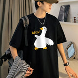 BONSIR  -  Summer Men Cotton Funny Goose Print T Shirt Cartoon Short Sleeve Tops O-Neck Tees Y2k Anime Casual Oversized T Shirts Men
