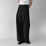 BONSIR  -  Fashion Commuting Shopping Pleated Casual Y2k Wide-Leg Pants 2025 Summer Trend Loose Solid Color Mopping Trousers Mens Clothing
