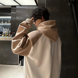 Bonsir Mens Hoodies Contrast Color Stitching Shoulder Pad Sweatshirt Autumn Streetwear Fashion Campus Long Sleeve Tops Men'S Clothing