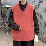 BONSIR  -  Autumn Streetwear Mens Loose Sweater Vest Casual Thermal Oversized Winter Sweater Vest Men Sweater Vest  for Daily Wear