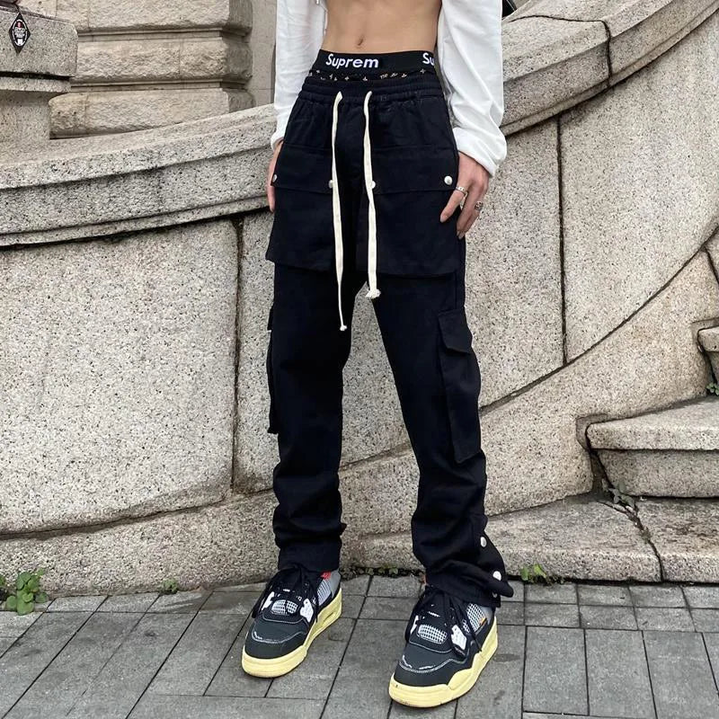 Bonsir Fashion Chic Men Cargo Pants Streetwear Joggers High Street Techwear Man's Casual Trousers Japanese Hip Hop Punk Harem Pants