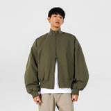 BONSIR  -  Stylized heavy industry ribbed stand collar American high street stand collar jacket baseball flight jacket men amber streamer