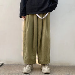 Bonsir New Spring Men Lantern Cargo Pants Casual Trousers Couple Wide Leg Joggers Straight Solid Color Baggy Oversize Pants Sweatpants