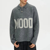 Bonsir Mens Sweater Letter Jacquard Sweater Autumn Streetwear Youth Comfortable Casual Personality All-Match Tops Men'S Clothing 2024
