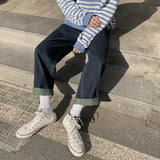 BONSIR   -  Streetwear Baggy Jeans New Spring Summer Men Korean Fashion Loose Straight Wide Leg Pants Male Clothing Light blue