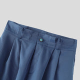 BONSIR  -  Men Pants Solid Color High Waist Pleated Button Casual Trousers Men Streetwear Loose Joggers Fashion Male Long Pants