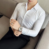 Bonsir Strap Decorative Design Shirt Mens Clothing Korean Long Sleeved Slim Fit Casual Shirts Nightclub Prom Show Dress Shirt