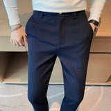 Bonsir Autumn New Waffle Stretch Waist Business Formal Pants Men Fashion Wedding Slim Trouser Mens Brand Social Party Suit Pants