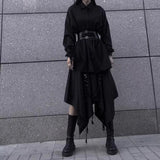 Bonsir Y2k Streamer Irregular Skirt Pants Gothic Dark Style Hakama Genderless Japanese Streetwear Casual Wide-Leg Samurai Pants Unisex