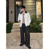 BONSIR  -  Fall Short-Length Bomber | American Retro Shacket W/ PU-Leather Collar - Relaxed Plus Sizing M-5XL