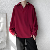BONSIR  -  White Long Sleeved Shirt Men Oversized Society Mens Black Dress Shirt Korean Loose Casual Shirt Mens Formal Pullover Shirts