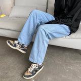 Bonsir New Men's Classic Loose Casual Jeans Student High Street Straight Stretch Blue Light Blue Black Jeans Men's  Clothing