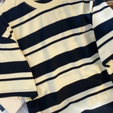 BONSIR  -  Casual Striped Men's T-shirt Japanese Retro Loose Male Short Sleeved T Shirt Summer Round Neck Casual Preppy Style Tee