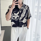 Bonsir Fashion Flower Shirts Men Short Sleeve Loose Casual Shirts High Quality Non Ironing Social Party Streetwear Men Clothing