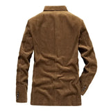 BONSIR  -  New Spring and Autumn Style European and American Men's Corduroy Casual Solid Color Lapel Single-breasted Slim-fit Suit Jacket.