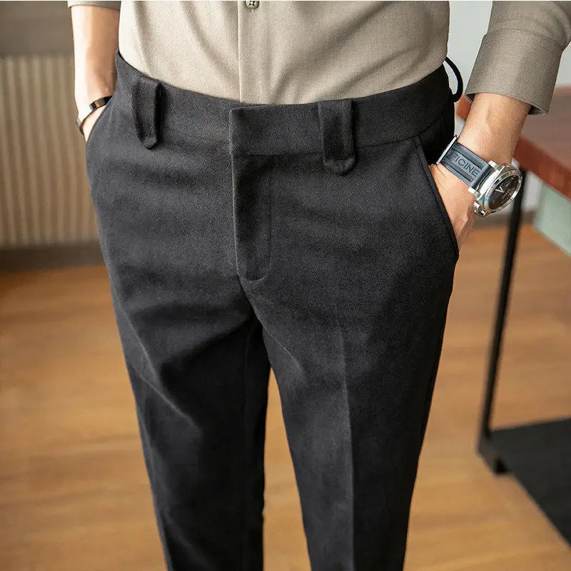 Bonsir Autumn Winter Woolen Business Dress Pants Men High Quality Streetwear Casual Long Trousers Formal Social Suit Pants L72