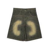 Bonsir Match Pocket Washed Baggy Jeans Shorts for Men and Women Wide Leg Streetwear Casual Over Knee Length Denim Pants